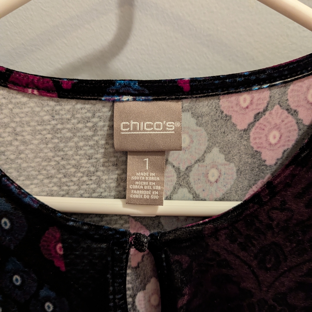 Chico's Women's Patterned Blouse - Red and Blue - Picture 2 of 6